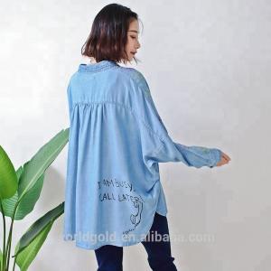 Cheap Women Plus Size Denim Blouses And Tops With Long Sleeves OEM Service for sale