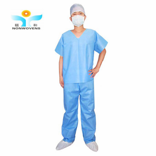 China SMS Medical Scrub Suits Uniforms Single Use Short Sleeve Disposable Gown on sale