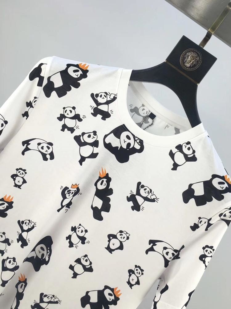 Cheap Best quality Unisex 100% Cotton T Shirt Women Quick-drying Full Panda Printing T-shirt for sale