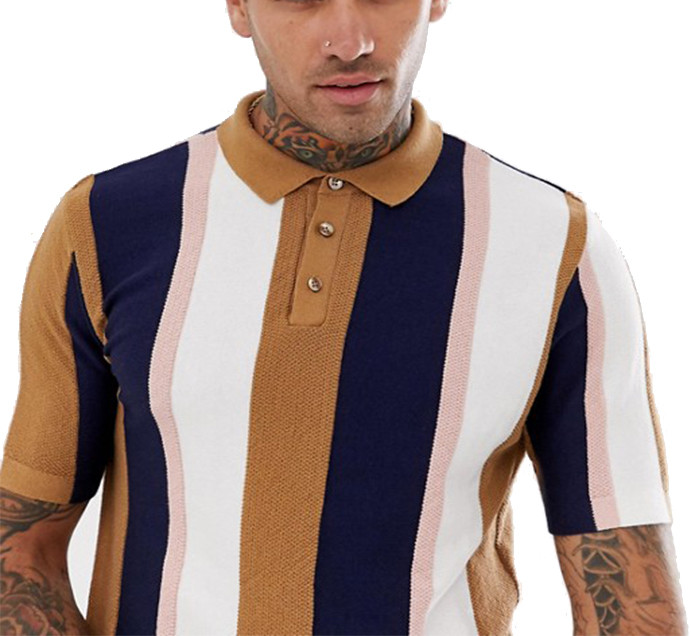 Buy cheap Knitted Vertical Striped T Shirt Mens Multiple Color Available Size XS-XXXXXL from wholesalers