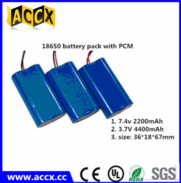 ICR18650 2s1p 7.4v 2200mah li ion battery pack for flash lights