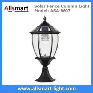 Cheap Aluminum Solar Fence Column Light Exterior Solar Pillar Lamp Vintage Outdoor Post Lights Fence Gate Stone Lantern Black for sale