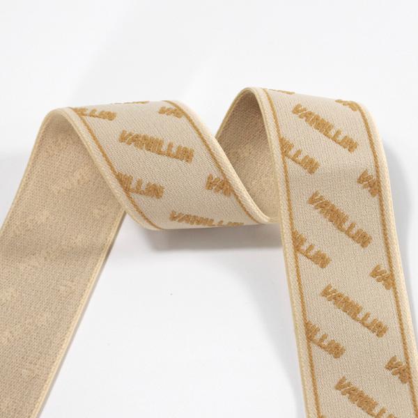 Quality custom designer bandas elastica jacquard embossed logo elastic band webbing for clothing wholesale