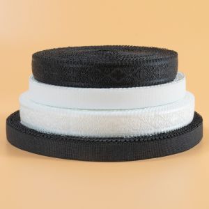 Cheap 12mm white black elastic scallop picot trim lingerie underwear shoulder lace stretch band for sale