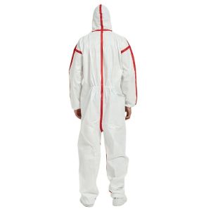 S&J White Type 5 Type 6 Coverall Disposable Isolation Suit With Elastic Cuff And