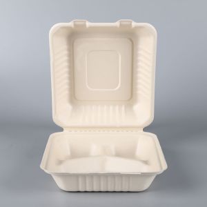Biodegrabable bagasse pulp Clamshell Lunch Box