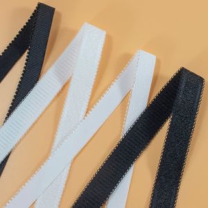 10mm Black White Anti Slip Plush Picot Edge Lingerie Elastic Stretch Band Nylon