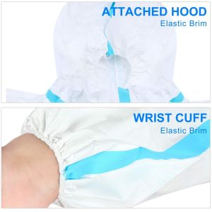 S&J White Type 5 Type 6 Coverall Disposable Isolation Suit With Elastic Cuff And
