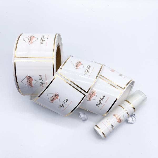 Customized Waterproof Transparent Circle Logo Label Roll Personalised Metal Gold