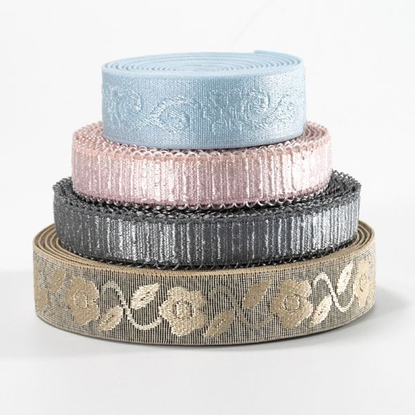 Quality Elastic bra shoulder strap women underwear lingerie elastic strap shiny jacquard plush picot nylon band wholesale