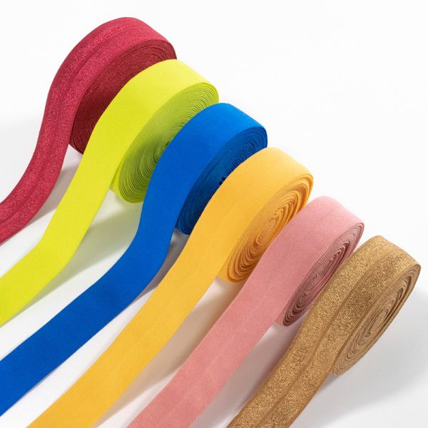 Quality 20mm solid shiny fold over elastic band spandex ribbon sewing trim nylon soft elastic band wholesale
