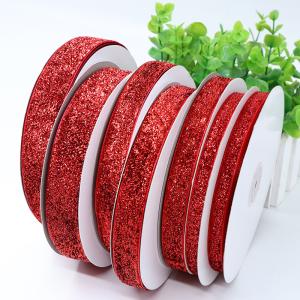 Custom decorations craft polyester gift glitter ribbon