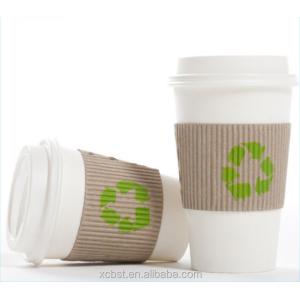 Custom design disposable coffee takeaway paper cups with lid sleeve