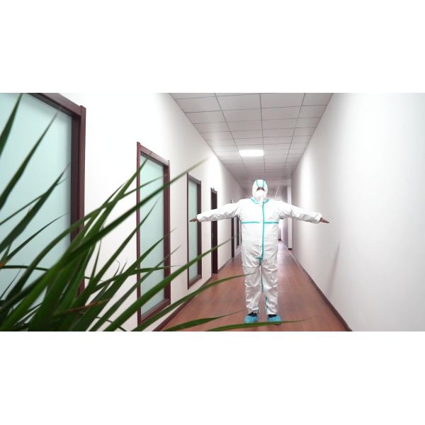S&J White Type 5 Type 6 Coverall Disposable Isolation Suit With Elastic Cuff And