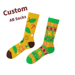 Cheap New Couple AB Custom Jacquard Socks Custom Design Combed Cotton Happy Socks Unisex for sale
