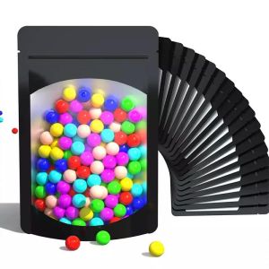 China Food Packaging Candy Aluminum Foil Black Window Front Stand Up Plastic Pouch Bag on sale