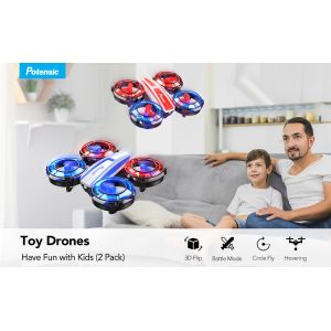 A21 Mini RC Racing Drones Set for Kids, 2 Pack IR Battle Drone with LED Lights