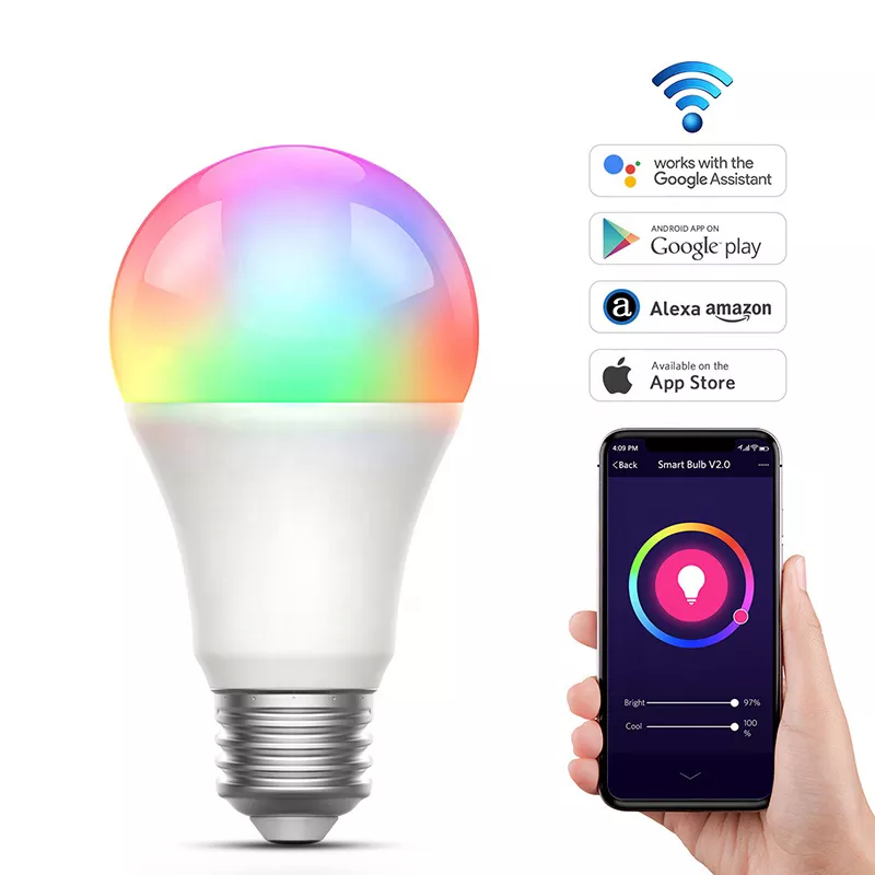 Cheap Glomarket Smart Lamp Remote Control Colorful RGB Light Dimmer Alexa Voice Control Inteligente Wifi Led Smart Bulb Light for sale