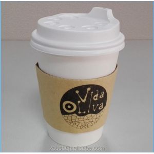 Custom design disposable coffee takeaway paper cups with lid sleeve