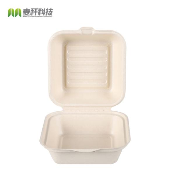 Quality Custom Clamshell Take Out Containers Sugarcane Bagasse Hamburger Box wholesale