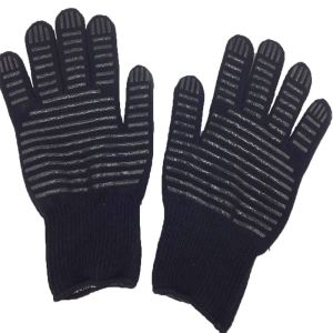 China Kevlar Outer Cotton Inner Heat Resistant Gloves BBQ Oven Gloves with Silicone Grip HRKC-02 on sale