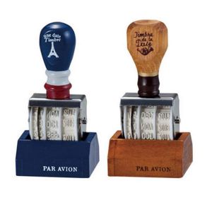 Cheap Retro Wooden Handle Base Roller Silicone Date Stamp With DIY Customized Pattern for sale