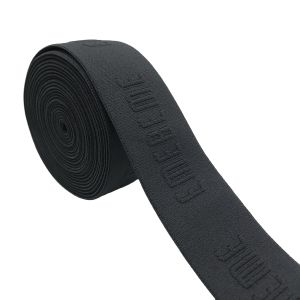 Custom embossed and debossed logo nylon spandex soft jacquard elastic webbing