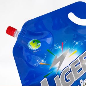 Customised Liquid Packaging Stand Up Pouch With Spout For Soap Dishwashing