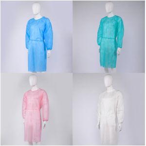 S&J Disposable isolation/lab/patient gown/coat pp/pp+pe/sms