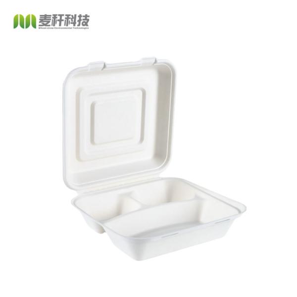 Quality Lunch Box Disposable Sugarcane Pulp * 9 "3-grid 100% Sugarcane Bagasse Hotel Restaurant Home Other Dinnerware 470*237*54.5 B032 wholesale
