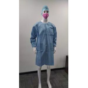 S&J High Performance custom color design SMS Disposable Lab Coat With Knit Cuffs and Collar
