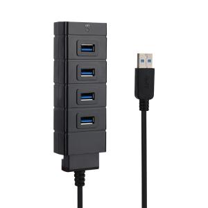 Ultra Slim Aluminum 4 Port Black Superspeed Usb 3.0 Hub
