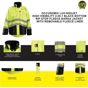 100% Polyester 2 In 1 Security Green Hi Vis Vest 8 Pockets 60*40*34cm