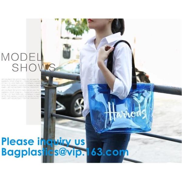 Clear Shopping Bag Transparent PVC Beach Handbag Tote Shoulder Bag Beach Waterproof Large Capacity Foldable Travel Stora
