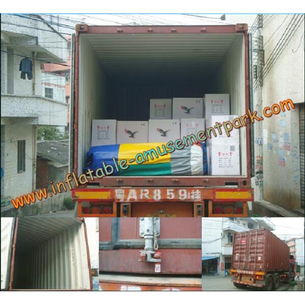 Long Outdoor Inflatable Water Slides , Green Inflatable City Water Slides For Adult