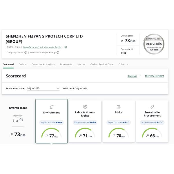 Feiyang Protech Awarded ECOVADIS Silver Certification