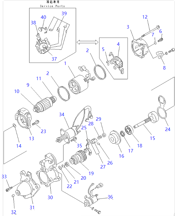 600-813-8110 600-813-9530 Starting Motor KOMATSU Excavator Engine Parts For S6D125E S6D170