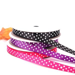 high quality for gift promotion colorful polka dot printed polyester grosgrain