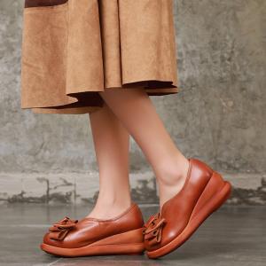 S045Original retro handmade women's shoes spring new products 2020 leather wedge