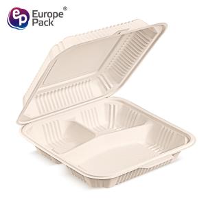 Europe-Pack new arrival 1500ml biodegradable clamshell plastic 3 compartments