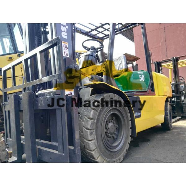 Komats FD50 Yellow Used Diesel Forklift Trucks 5 Tonne For Material Handling