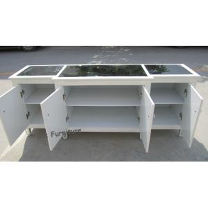 White Mirrored Side Board Circles Door Pattern Style Wooden Material