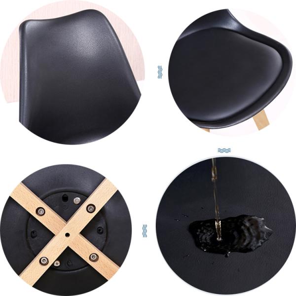 Yellow Upholstered Leather Dining Chairs PP Plastic Modern Dining Chairs With Wood Legs