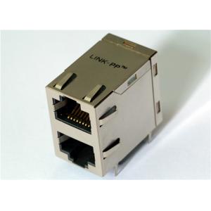 615016240521 Stacked RJ45 Right Angle 2 x 1 Port Modular Jack Female Shielded