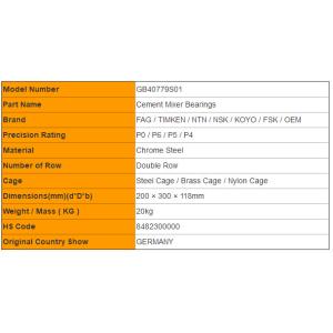 Performance Double Row Nylon Cage Reducer Bearings , GB40779S01