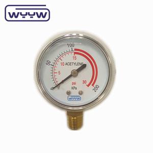 Cheap 50mm bottom 2&quot; acetylene pressure gauge for sale
