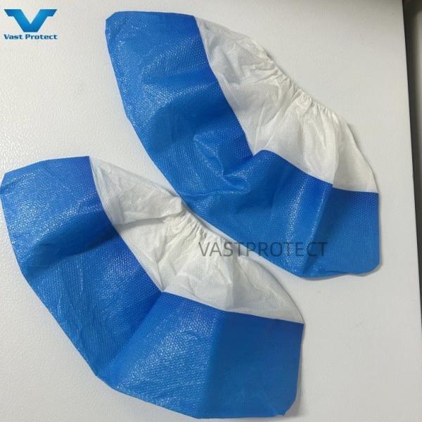 Quality PP CPE Anti-Slip Blue White Elastic VPT-Shoe Cover for Protection Disposable Protection wholesale