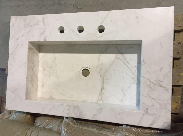 Pure White Artificial Quartz Stone Bathroom Washing Basin China manufacture