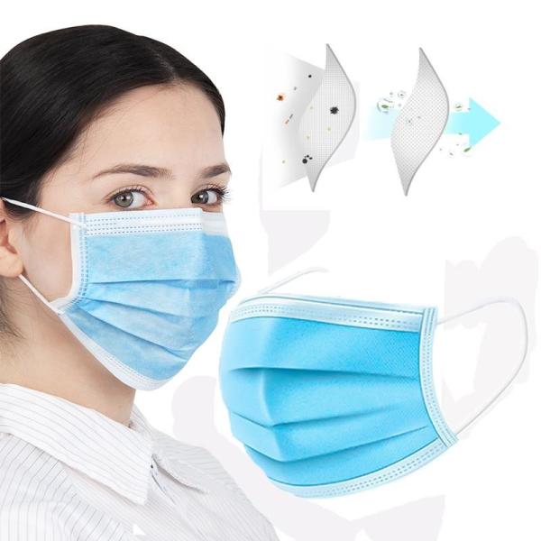 50 Pcs Disposable Face Mask - Anti-Dust Filter, Breathable, 3 Layers of