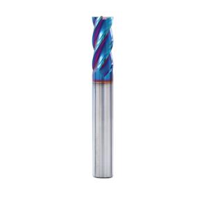 Nano Blue Coating 4 Flutes HRC65 Carbide End Mill For Hard Steel CNC Milling